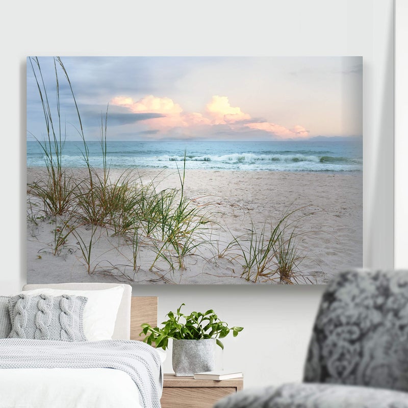 Renditions Gallery Home Wall Art Pictures Sunset View at Calm White Sandy Beach Canvas Hanging Prints for Living Room Office Walls - 24"X36" LT08 - Image 2